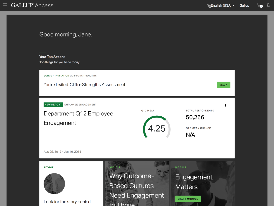 screenshot of Gallup Access